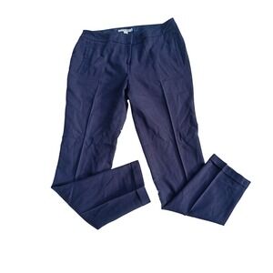 Boden‎ Navy Blue Tailored Flat Front Career Pants Women's UK 12 US 8 98% Wool